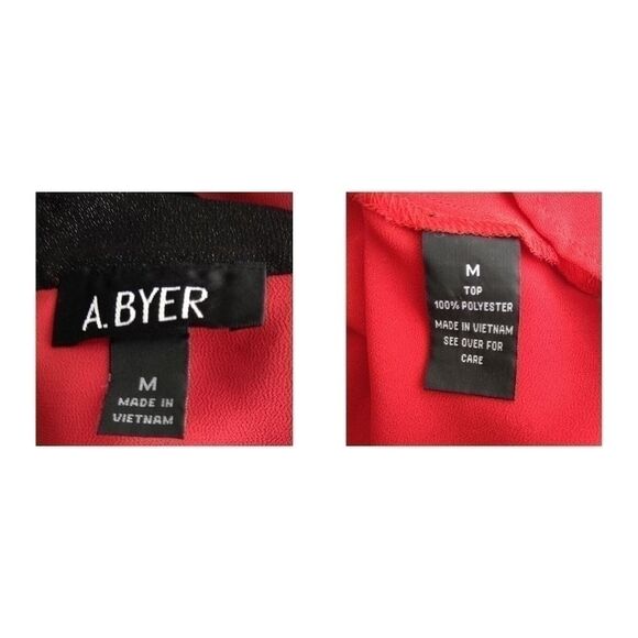 A. Buyer Hi/Low Red & Black Sheer Top - Picture 6 of 7